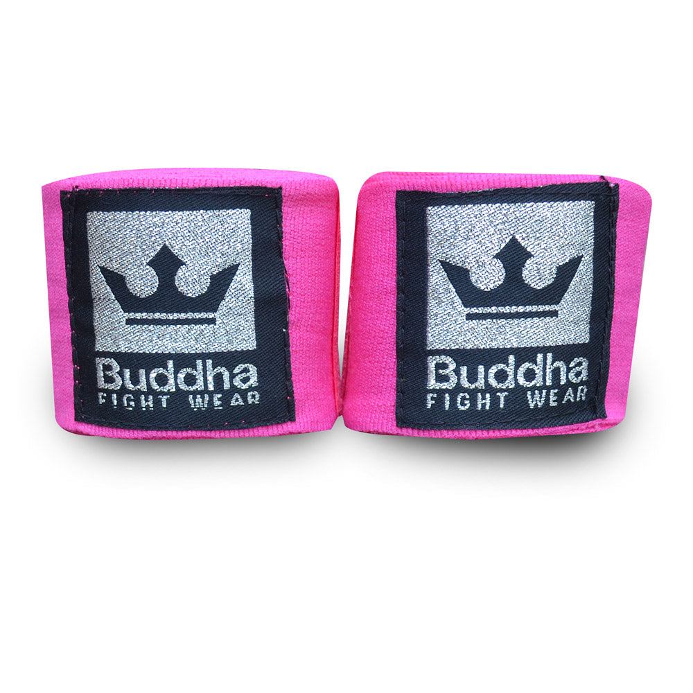 Vendas de Boxeo Semi Elásticas Algodón Rosa Fluor - Buddha Fight Wear