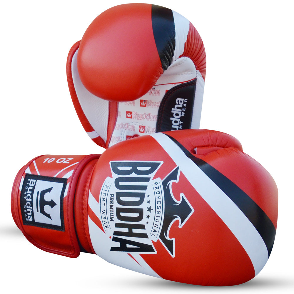 Guantes de Competición Homologados Boxeo Muay Thai Kick Boxing Fighter Rojo - Buddha Fight Wear