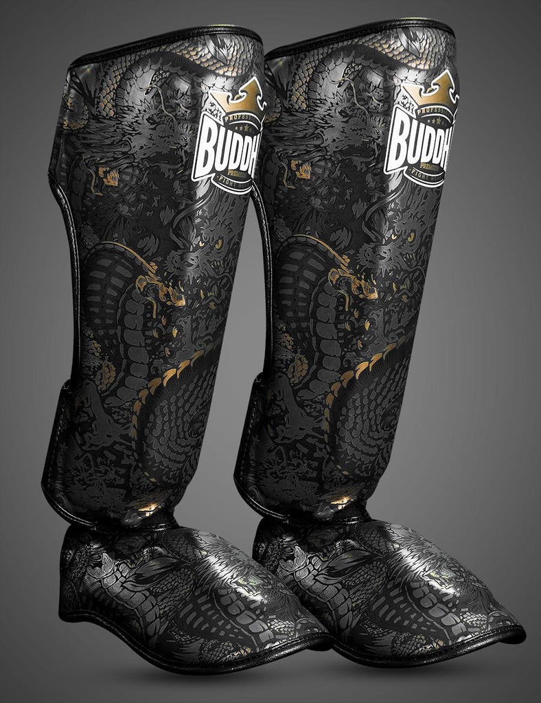 Espinilleras Dragon Negras - Buddha Fight Wear
