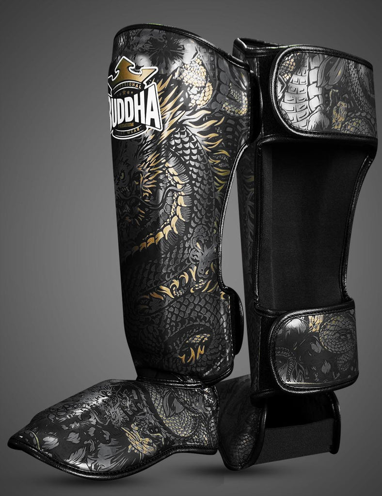 Espinilleras Dragon Negras - Buddha Fight Wear