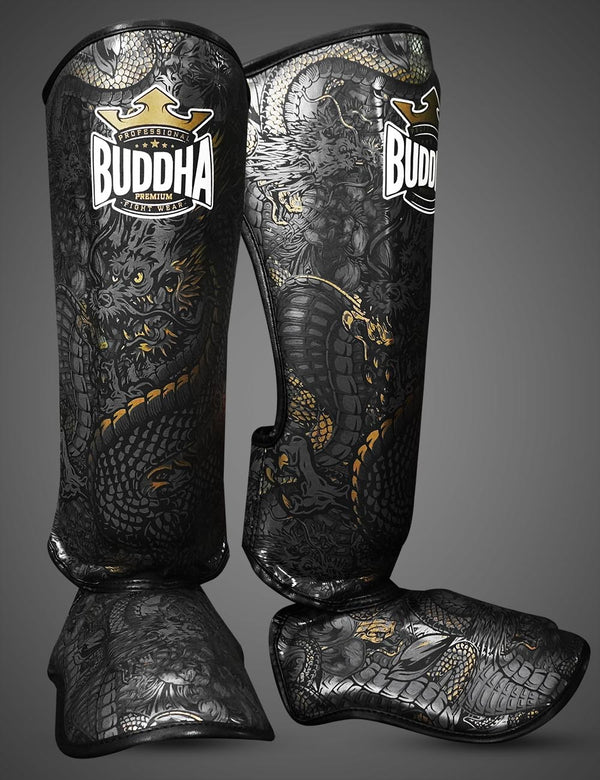 Espinilleras Dragon Negras - Buddha Fight Wear
