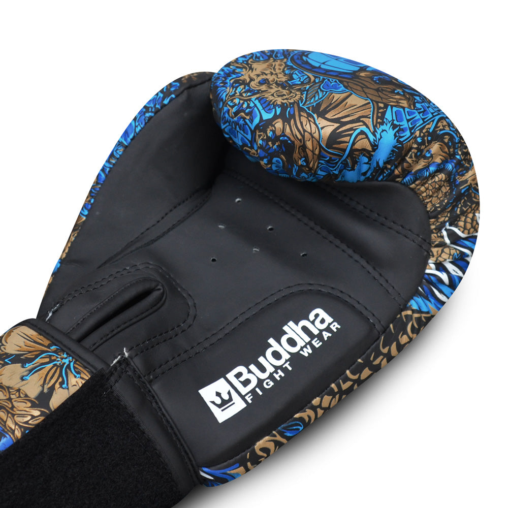 Guantes de Boxeo Muay Thai Kick Boxing Fantasy Dragon Azules - Buddha Fight Wear