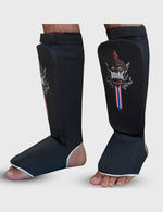 Buddha Tubular Schienbeinschoner Schwarz Muay Thai MMA Kick Boxen