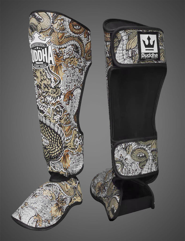 Espinilleras Dragon Blancas - Buddha Fight Wear