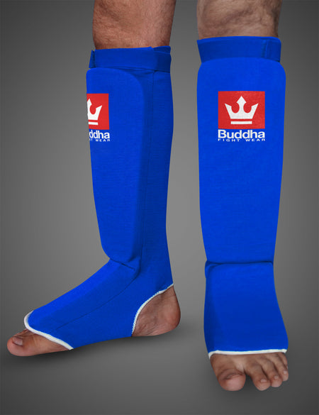 Buddha Tubular Blau Muay Thai MMA Kick Boxing Schienbeinschoner