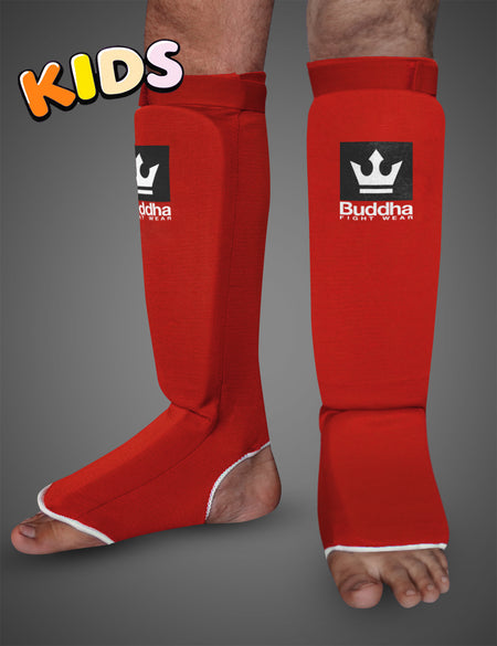 Schienbeinschoner Buddha Tubular Rot Kinder Muay Thai MMA Kickboxen