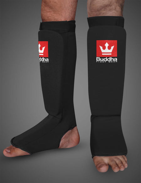 Buddha Tubular Schienbeinschoner Schwarz Muay Thai MMA Kick Boxen