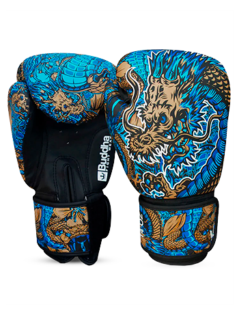 handschuhe auf spanisch Boxhandschuhe Muay Thai Kick Boxing Fantasy Dragon Blau