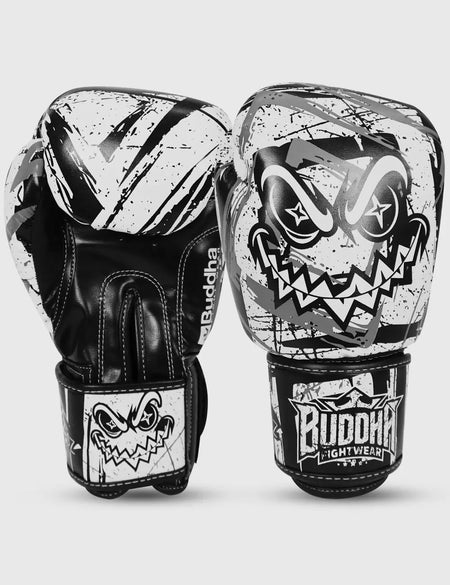 Buddha Creepy White Black Handschuhe für Boxen & Muay Thai