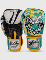 Guantes Buddha Creepy Verde Amarillo Blanco para Boxeo y Muay Thai