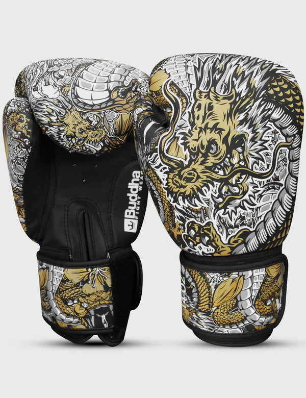 Guantes de Boxeo Dragon Blancos - Buddha Fight Wear