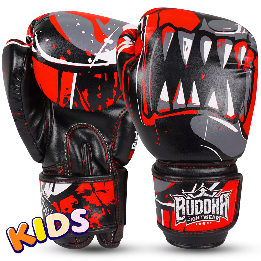 Guantes Infantiles Buddha Jaws Negro Rojo - Buddha Fight Wear