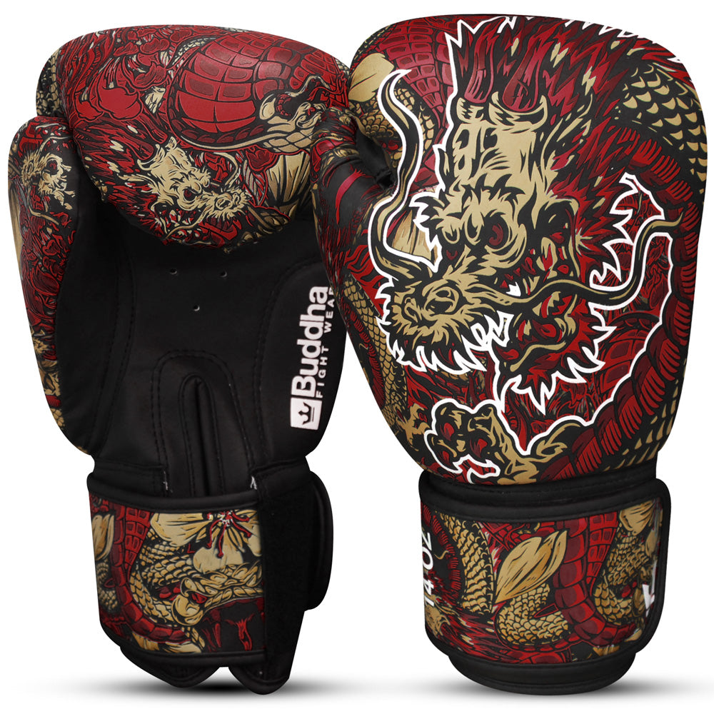 Guantes de Boxeo Muay Thai Kick Boxing Fantasy Dragon Rojos – Buddha Fight  Wear