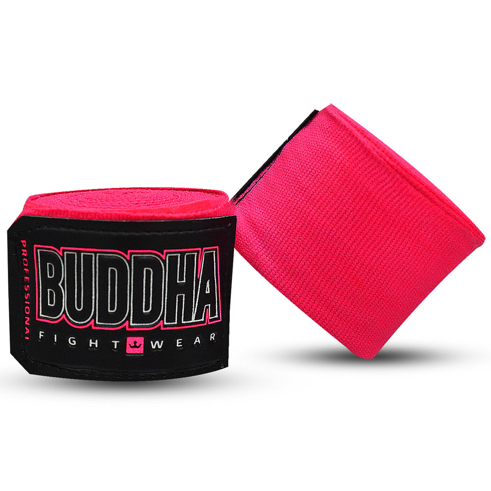 Vendas de Boxeo Semi Elásticas Algodón Rosa Fluor - Buddha Fight Wear
