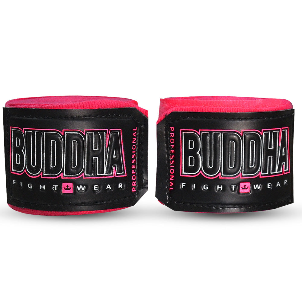 Vendas de Boxeo Semi Elásticas Algodón Rosa Fluor - Buddha Fight Wear