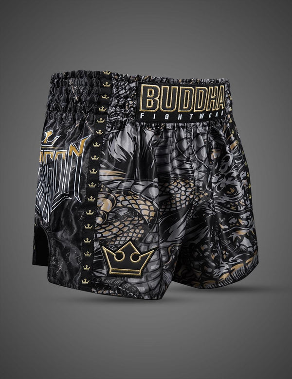 Pantalón Muay Thai Kick Boxing Dragon Negros - Buddha Fight Wear