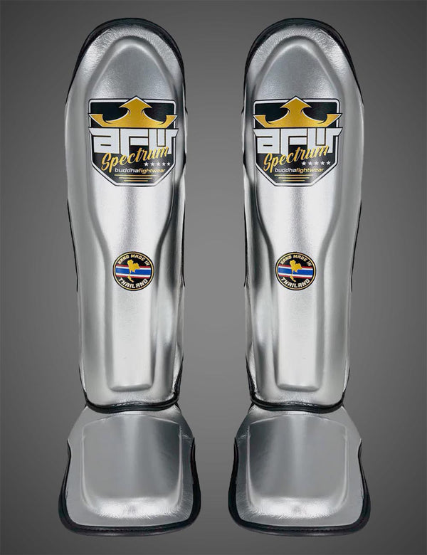 Espinilleras Spectrum Metalic Thailand Plateadas - Buddha Fight Wear