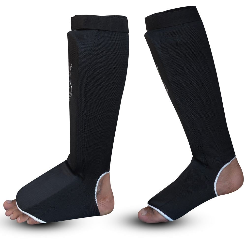Espinilleras Buddha Tubular Negro Muay Thai MMA Kick Boxing - Buddha Fight Wear