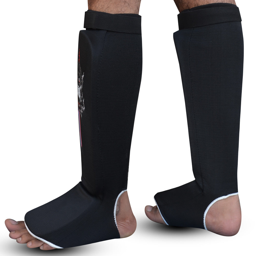 Espinilleras Buddha Tubular Negro Muay Thai MMA Kick Boxing - Buddha Fight Wear