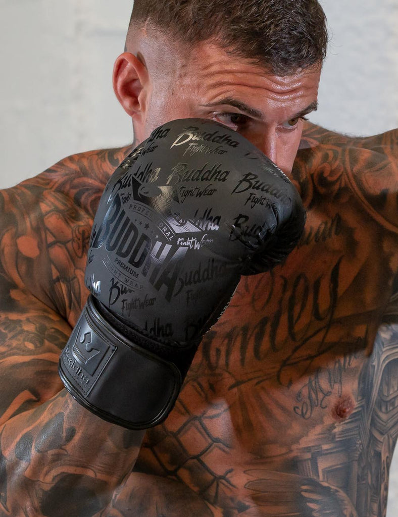 Guantes de Boxeo Top Premium Negro Mate - Buddha Fight Wear