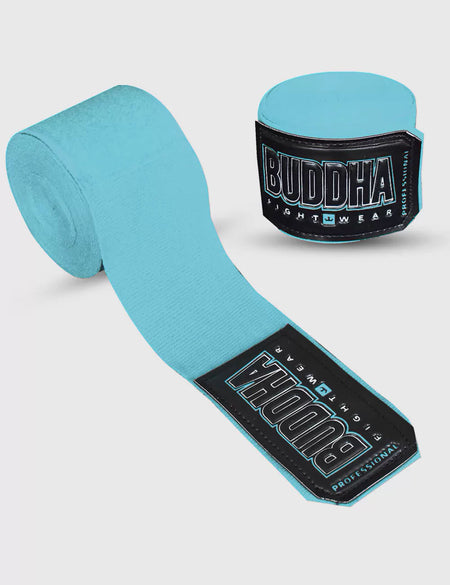 Semi Elastic Boxing Handwraps Cotton Blue Cyan Fluor 