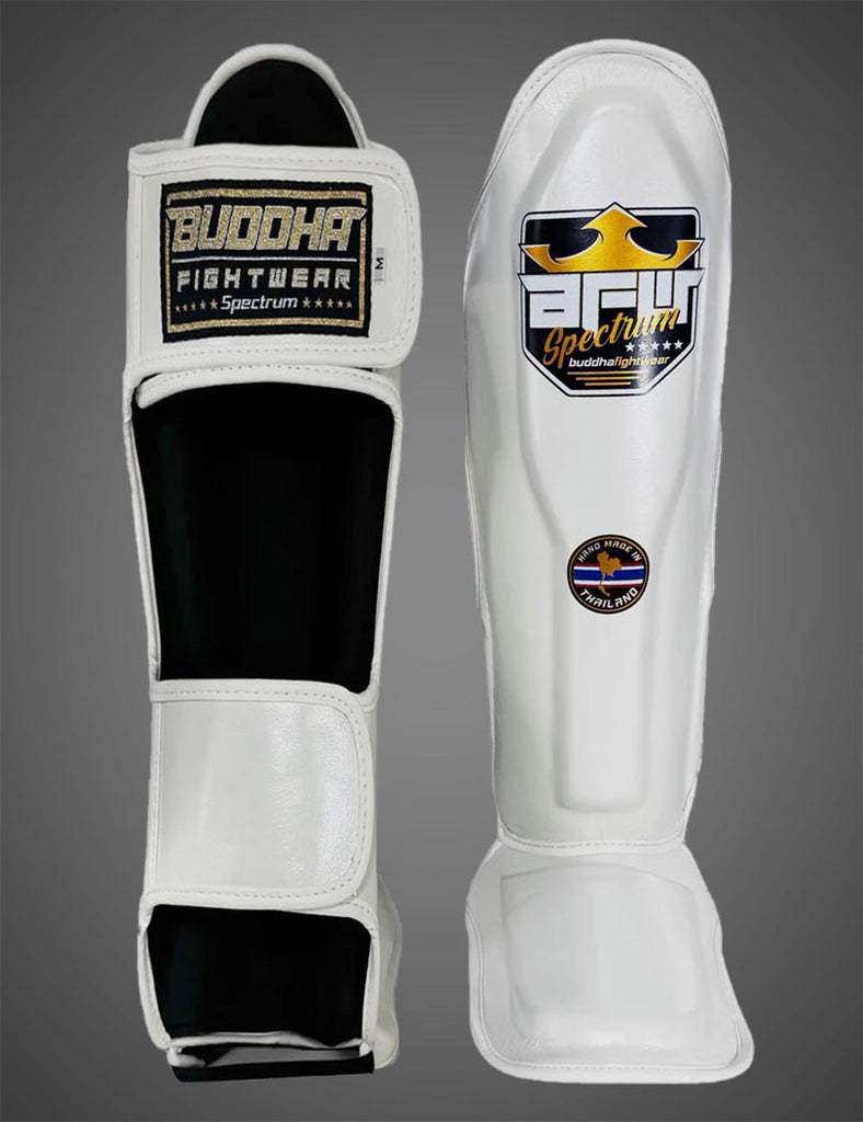 Espinilleras Spectrum Metalic Thailand Blancas - Buddha Fight Wear