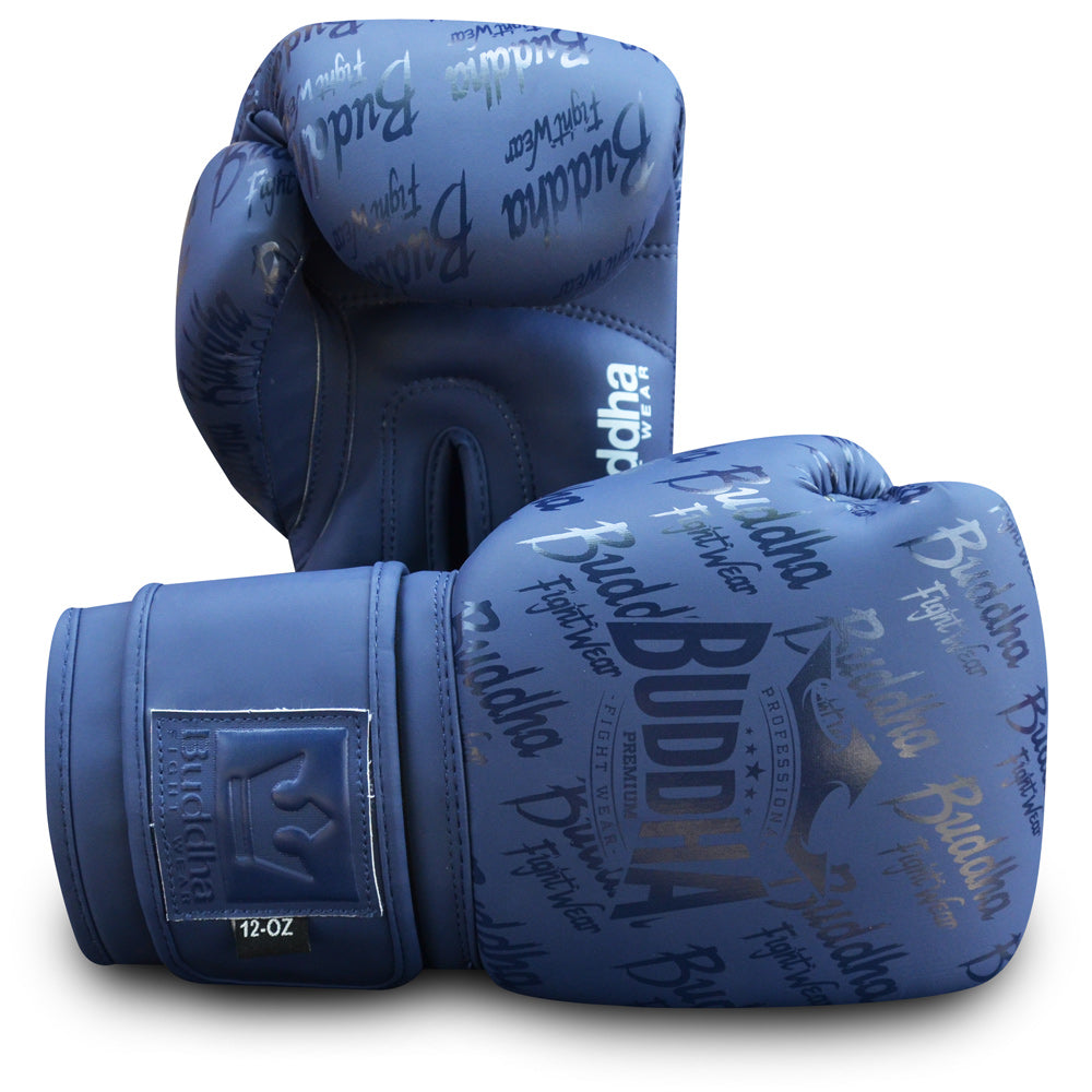 Guantes de Boxeo Muay Thai Kick Boxing Top Premium Azul Navy Mate - Buddha Fight Wear