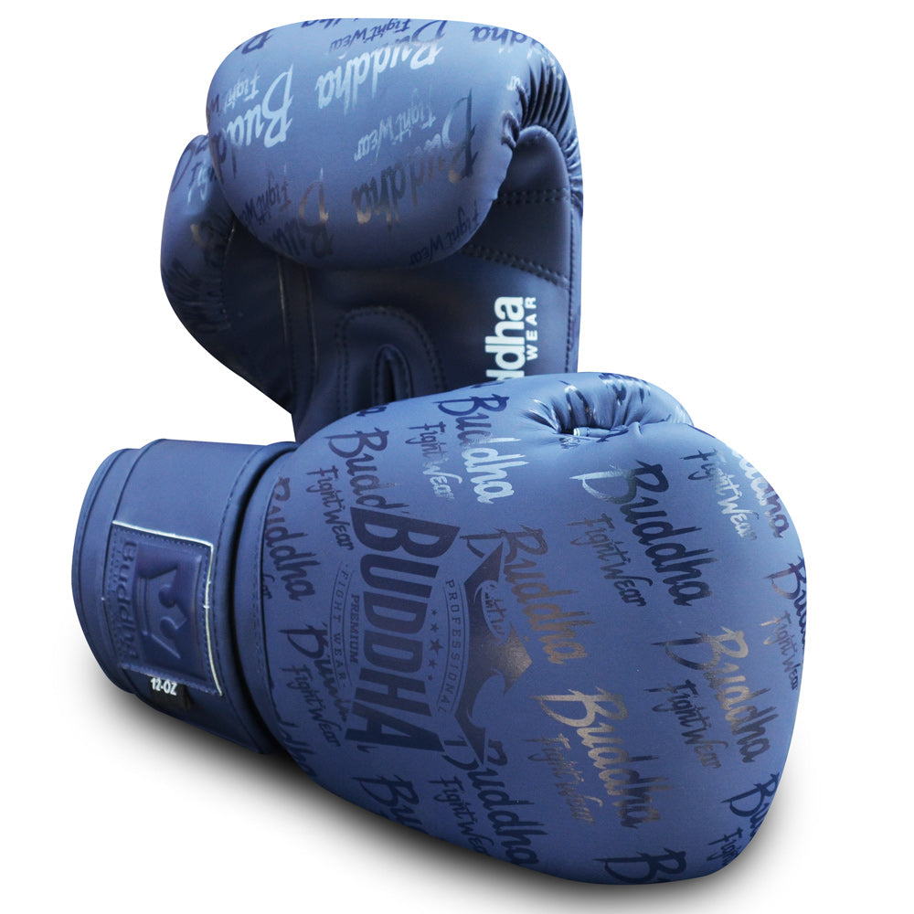 Guantes de Boxeo Muay Thai Kick Boxing Top Premium Azul Navy Mate - Buddha Fight Wear