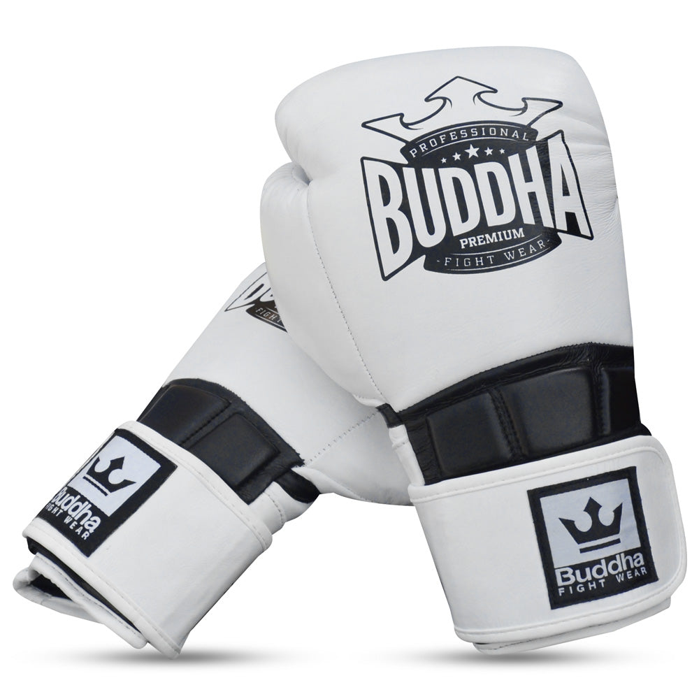 Guantes de Boxeo Muay Thai Kick Boxing Epic Blancos Piel – Buddha