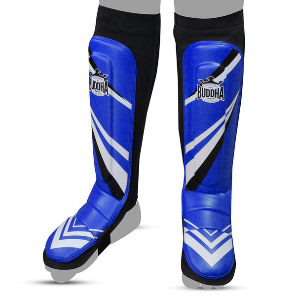 Approved Competition Shin Guards Fighter Blue - Buddha Fight Wear