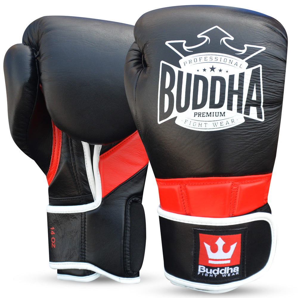 Guantes de Boxeo Muay Thai Kick Boxing Legend Negros Piel – Buddha