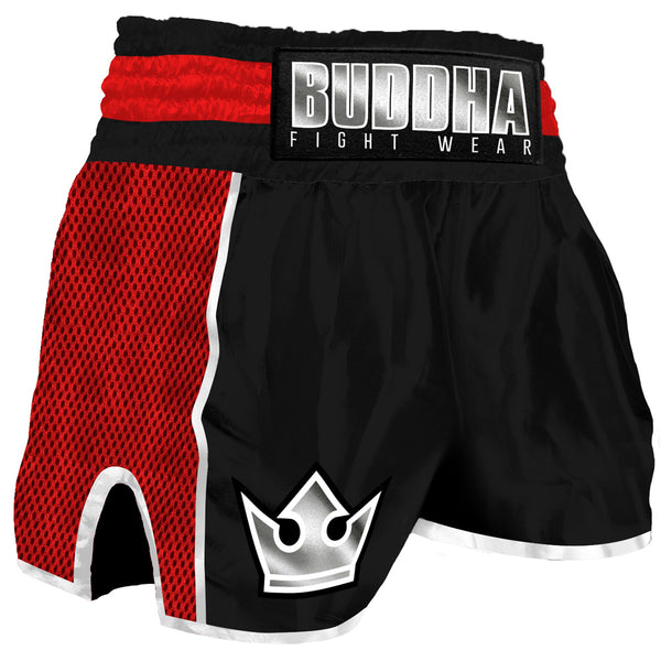 Pantalons Muay Thai Kick Boxing Buddha Retro Premium Negre-Vermell - Buddha Fight Wear