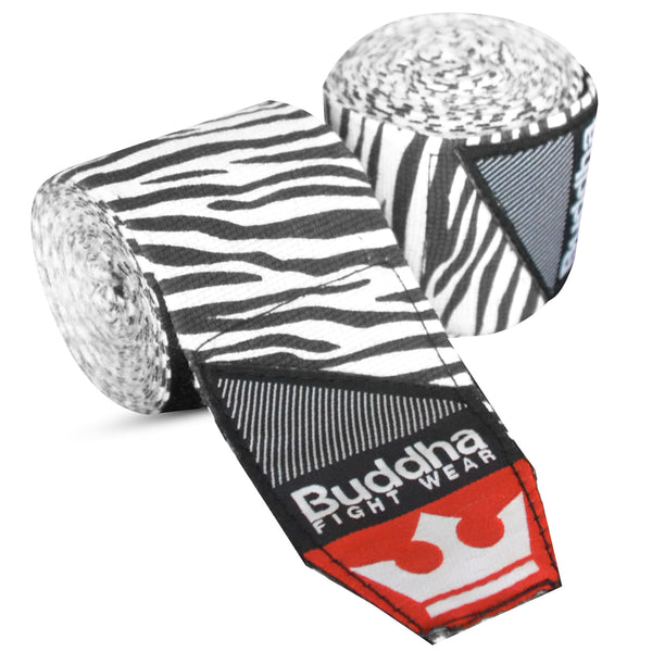 Vendes de Boxa Semi Elàstiques Zebra Blanques - Buddha Fight Wear