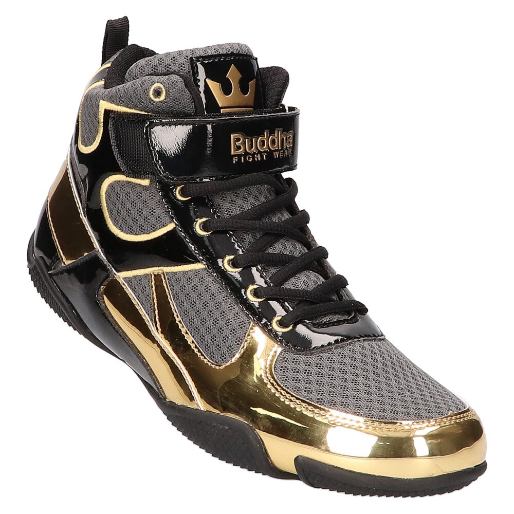 Zapatos de Boxeo Buddha One Gris Oscuro-Dorado - Buddha Fight Wear