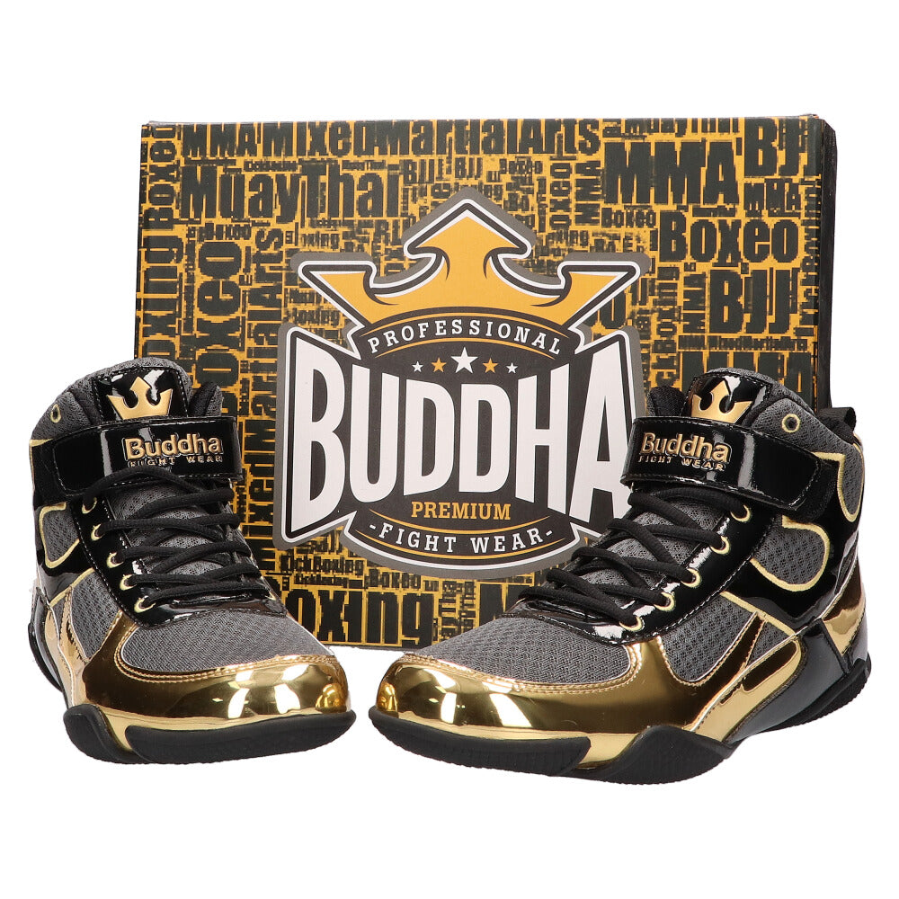 Zapatos de Boxeo Buddha One Gris Oscuro-Dorado - Buddha Fight Wear