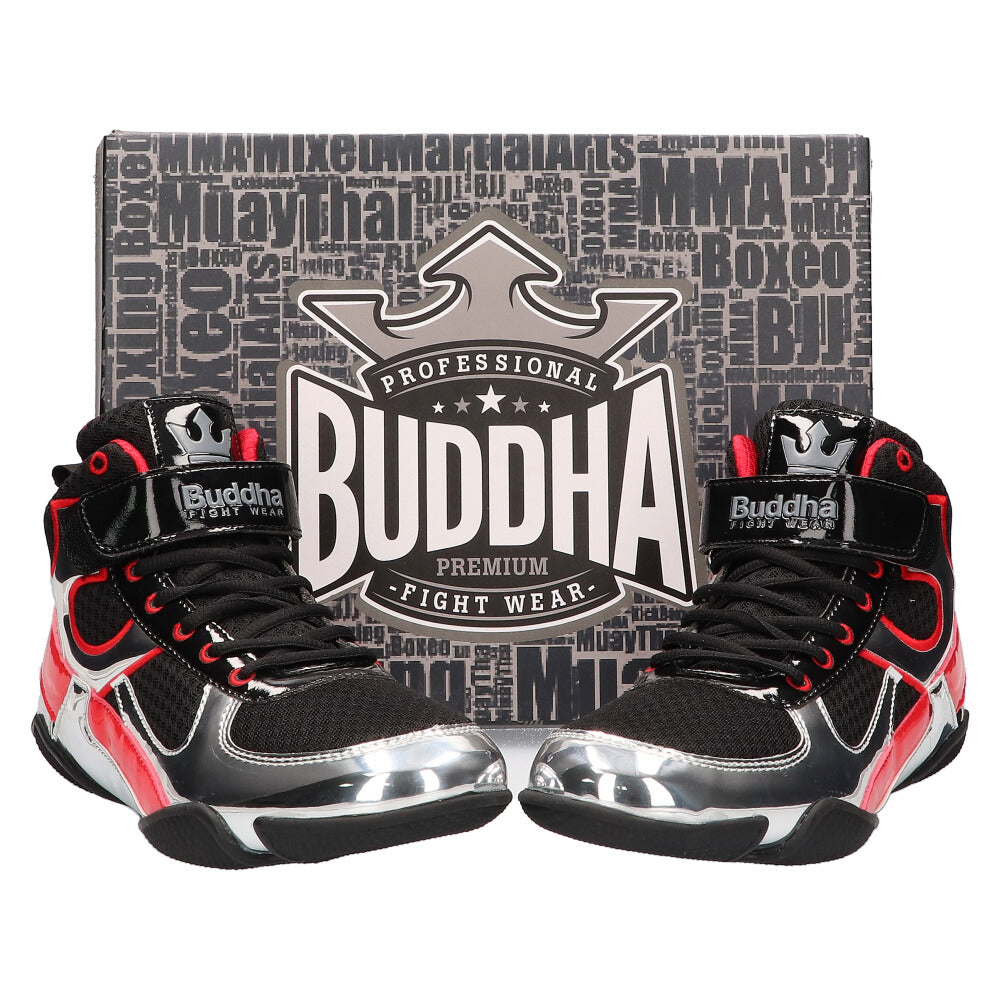 Zapatos de Boxeo Buddha One Negros-Plateados - Buddha Fight Wear