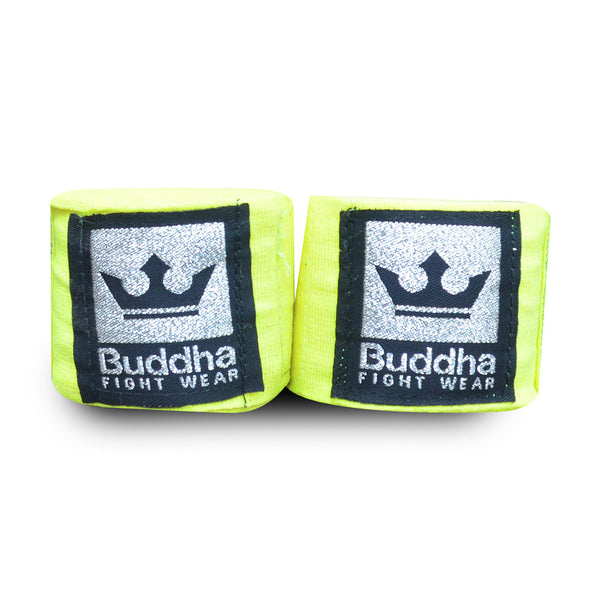 Vendaxes de boxeo semielásticos de algodón amarelo fluor - Buddha Fight Wear