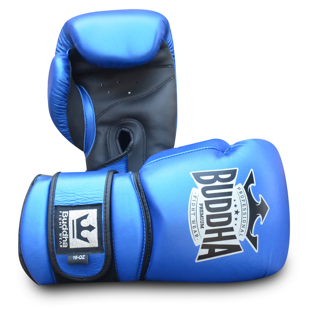 Guantes de Boxeo Muay Thai Kick Boxing Buddha Pro Gel Azul - Buddha Fight Wear