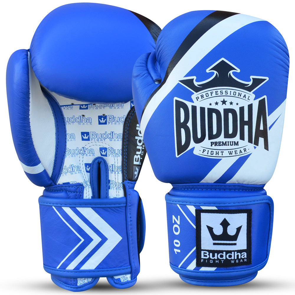Guantes de Competición Homologados Boxeo Muay Thai Kick Boxing Fighter Azul - Buddha Fight Wear