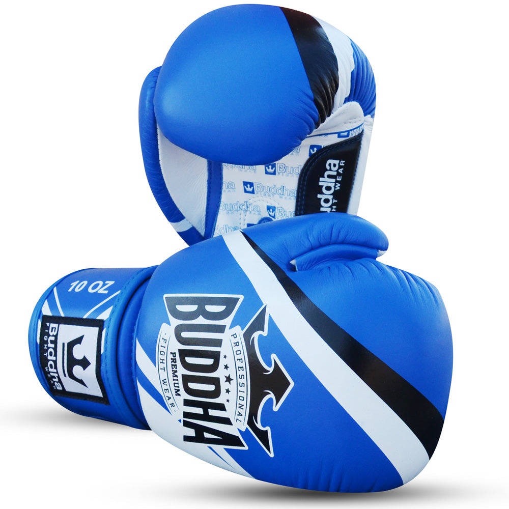 Guantes de Competición Homologados Boxeo Muay Thai Kick Boxing Fighter Azul - Buddha Fight Wear