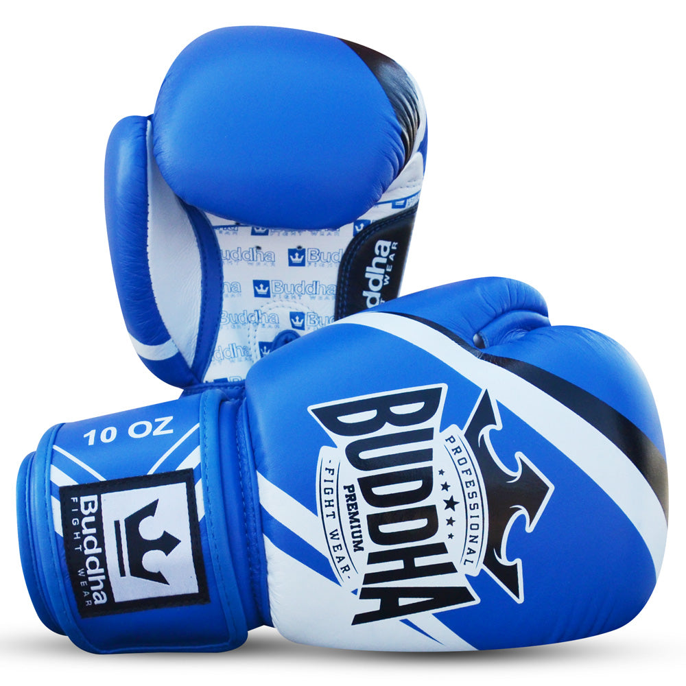 Buddha Espinilleras Muay Thai Kick Boxing Mexican Blanco-Azul