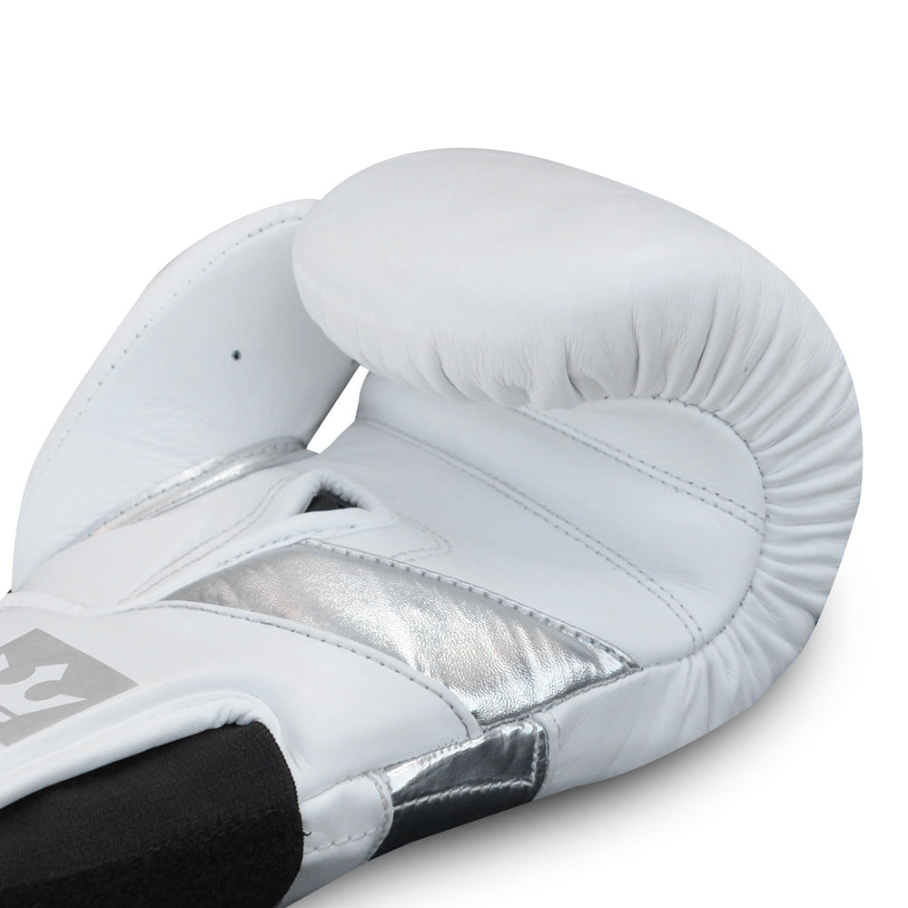 Guantes de Boxeo Muay Thai Kick Boxing Epic Blancos Piel - Buddha Fight Wear