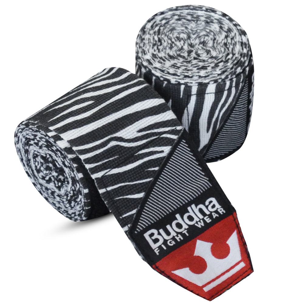Vendas de Boxeo Semi Elásticas Zebra Negras - Buddha Fight Wear