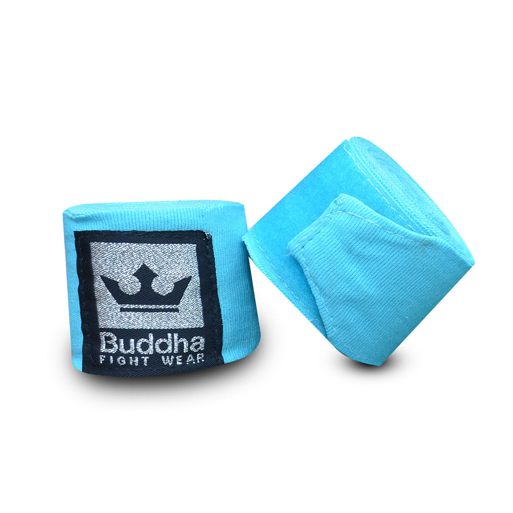 Vendas de Boxeo Semi Elásticas Algodón Azul Cyan Fluor - Buddha Fight Wear