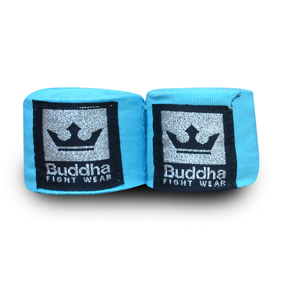 Vendas de Boxeo Semi Elásticas Algodón Azul Cyan Fluor - Buddha Fight Wear