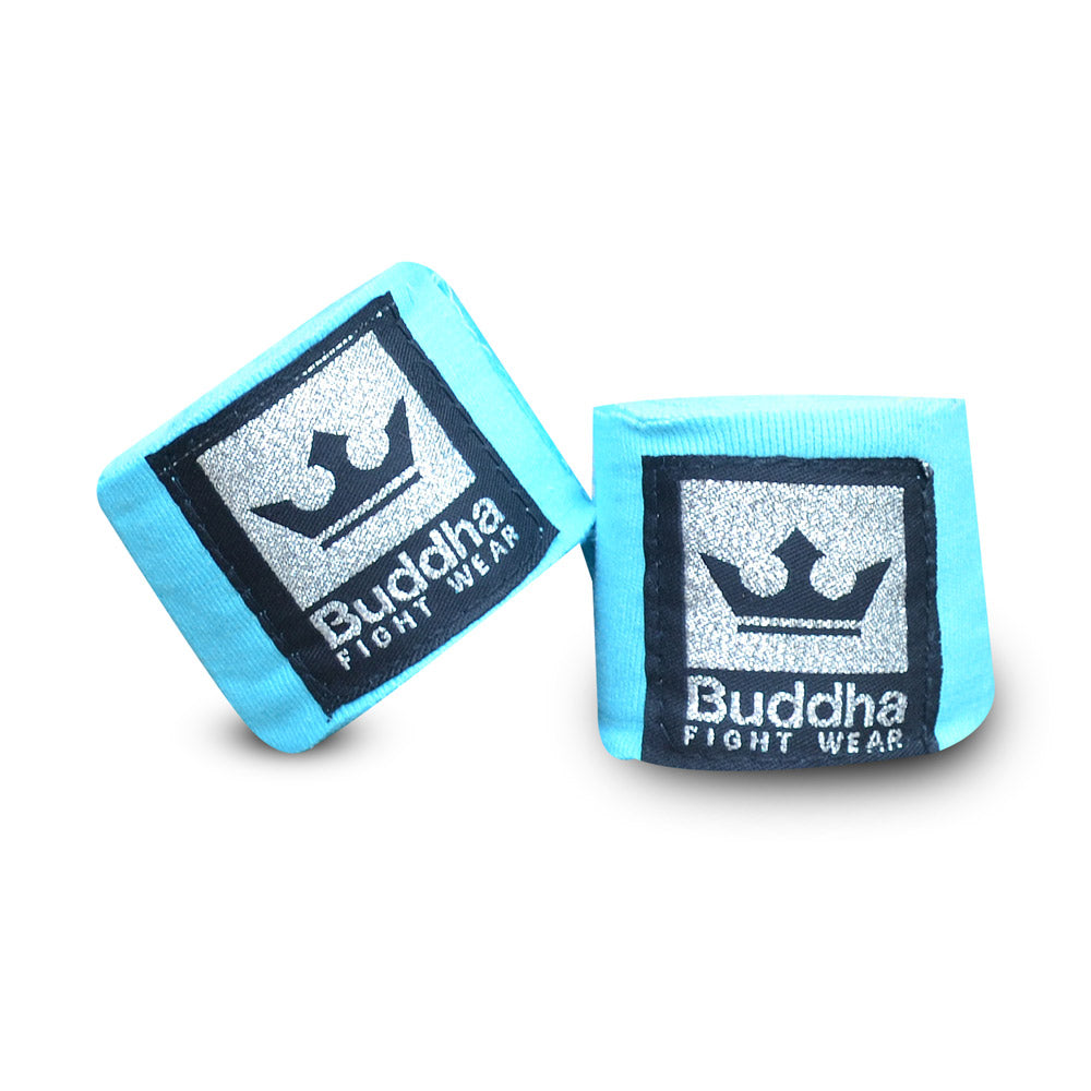 Vendas de Boxeo Semi Elásticas Algodón Azul Cyan Fluor - Buddha Fight Wear