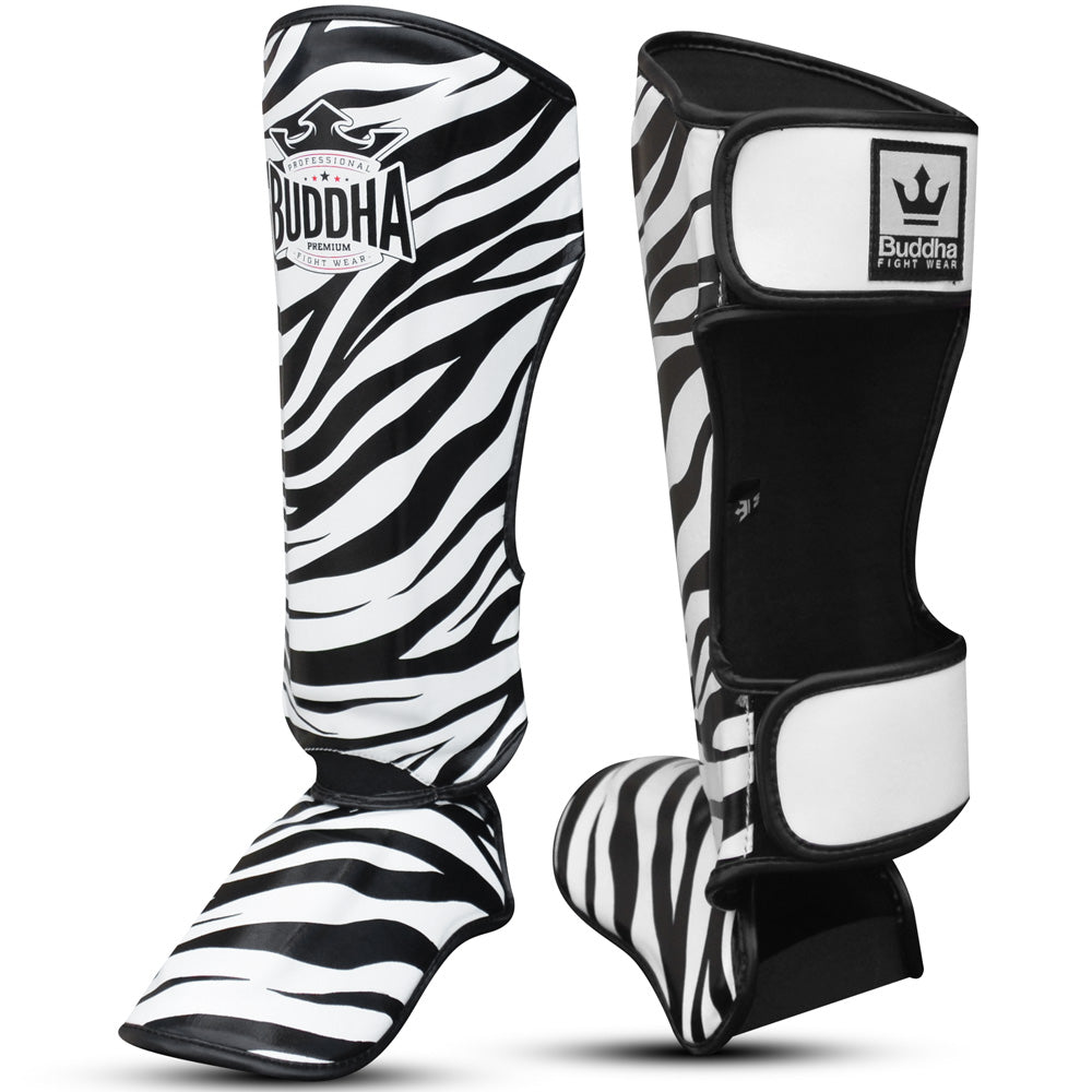 Espinilleras Muay Thai Kick Boxing Zebra - Buddha Fight Wear