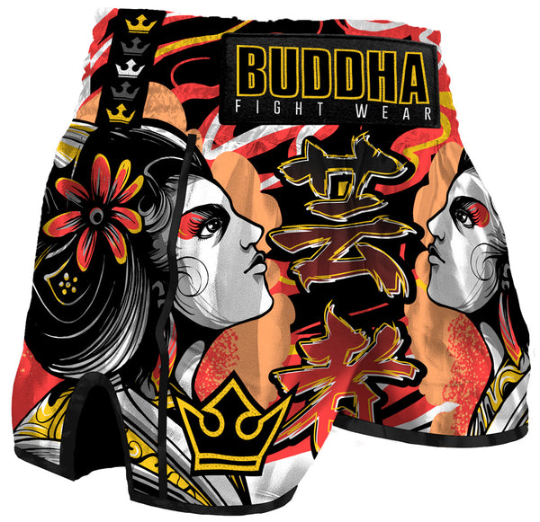 Muay Thai Kick Boxhose Buddha Europäische Geisha. SIEH DIR DIE GRÖSSE AN - Buddha Fight Wear