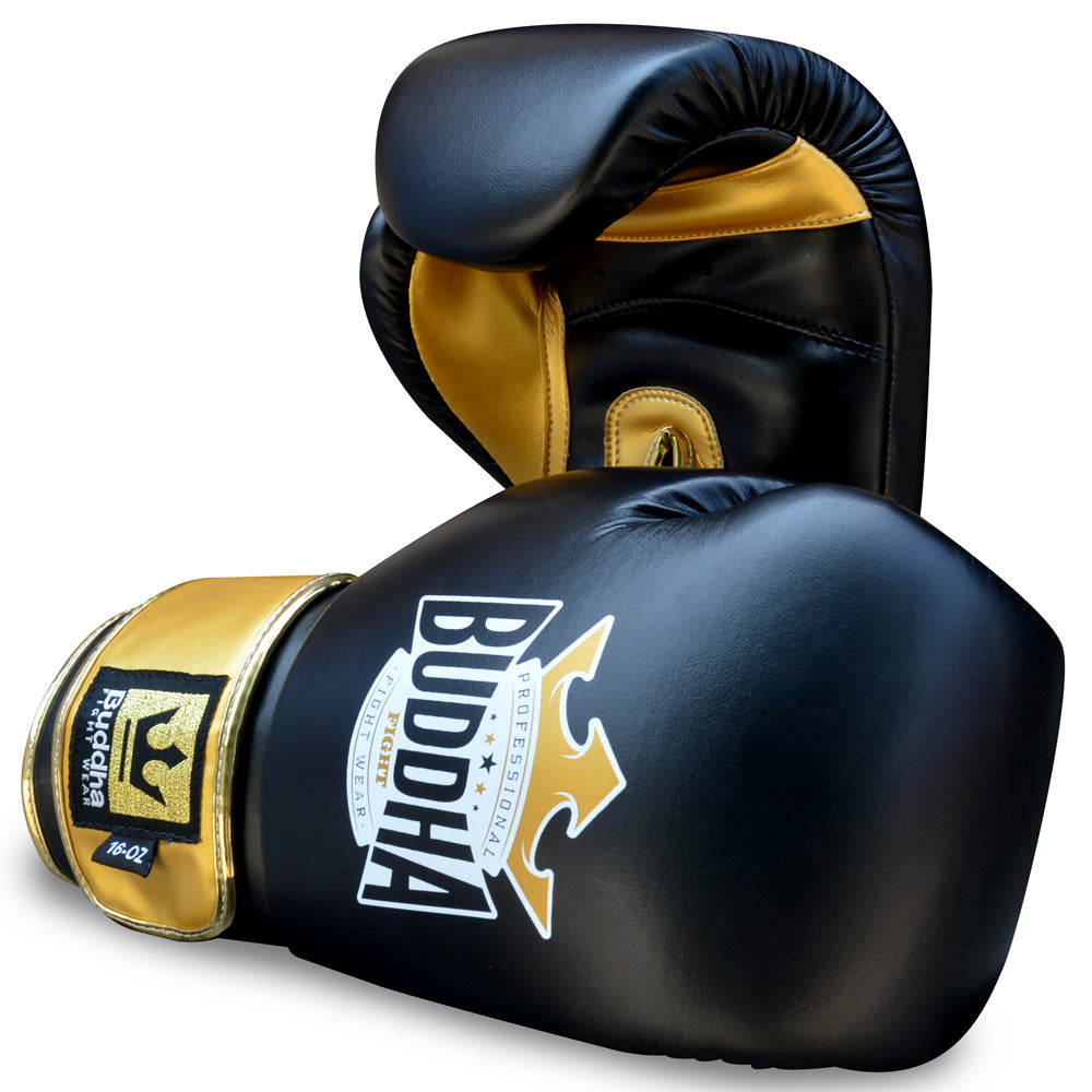 Guantes de Boxeo Muay Thai Kick Boxing Top Fight Negro Oro - Buddha Fight Wear