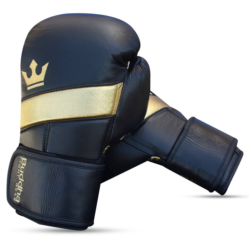 Guantes de Boxeo Muay Thai Kick Boxing Epic Negros Piel - Buddha Fight Wear